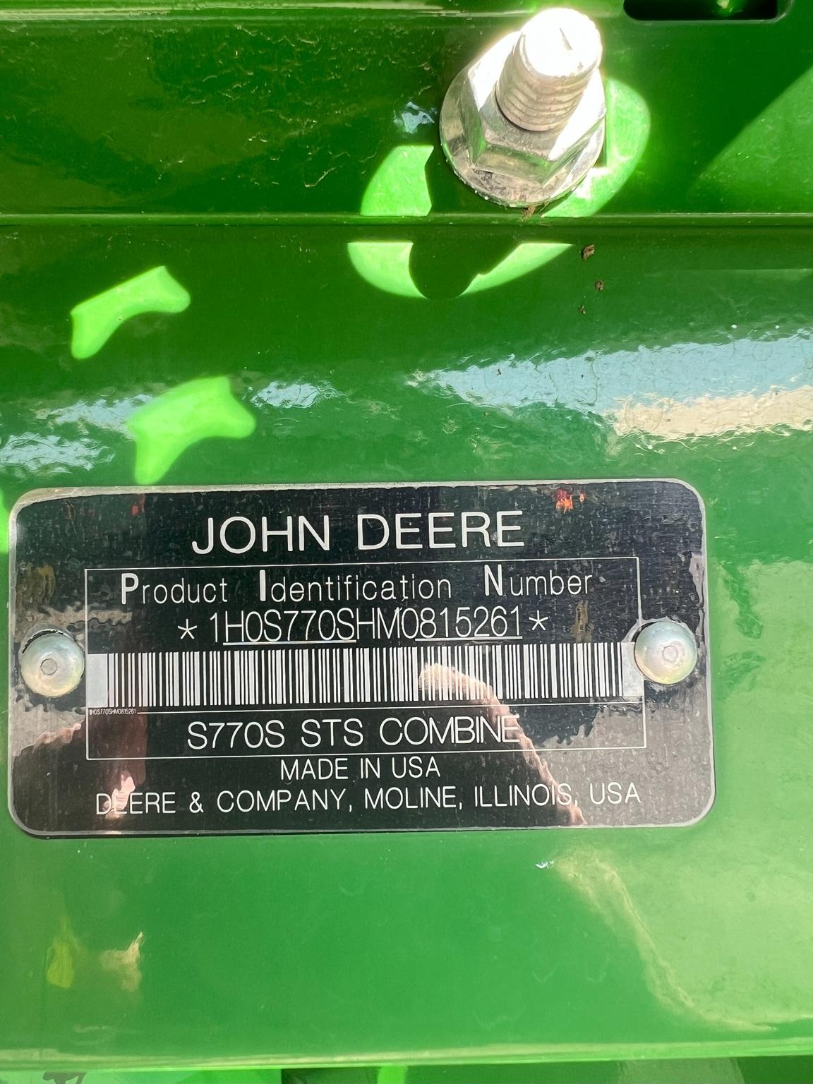 2021 John Deere S770 Image