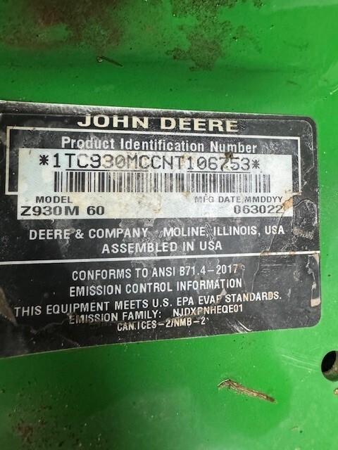 2022 John Deere Z930M